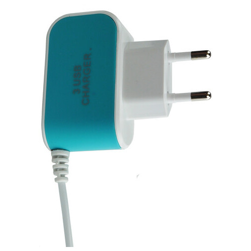 Зарядное устройство на 3 USB порта Supretto Голубой (5556) фото №7