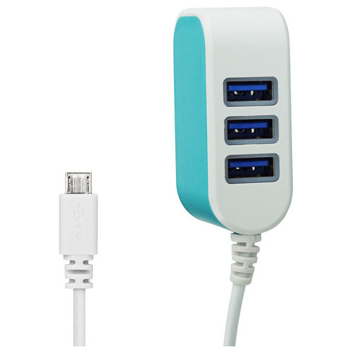 Зарядное устройство на 3 USB порта Supretto Голубой (5556) фото №3