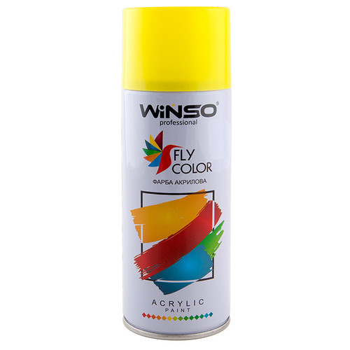 Акрилова спрей фарба Winso Spray флуоресцентна 450мл кислотно-жовтий (YELLOW) фото №1