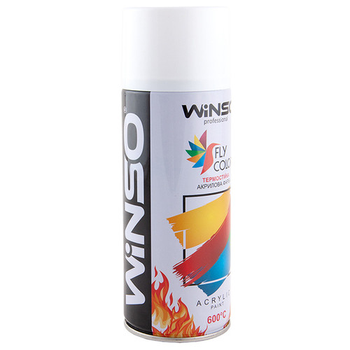 Акрилова термостійка Winso Spray спрей-фарба 600 450мл блідий (WHITE/RAL9010) фото №2