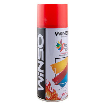 Акрилова термостійка спрей-фарба 600 450мл Winso червоно-червоний (FLAME RED/RAL3000) (880430) фото №2