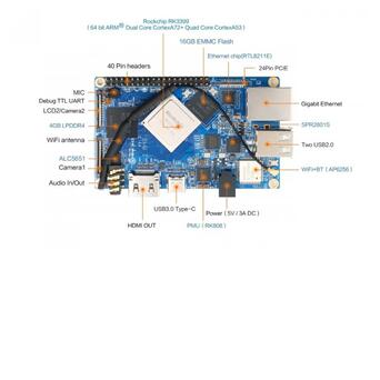 Одноплатний комп'ютер Orange Pi 4B (Rockchip RK3399, 4GB RAM, 16GB EMMC, WIFI, Bluetooth) (RD059) фото №2