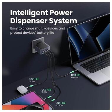 Зарядний пристрій 4xUSB 100W (3xUSB-C+USB-A) Gan Nexode Fast Charger Сірий X553 Ugreen (35043) фото №4