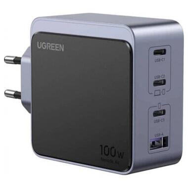 Зарядний пристрій 4xUSB 100W (3xUSB-C+USB-A) Gan Nexode Fast Charger Сірий X553 Ugreen (35043) фото №1