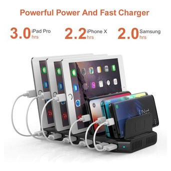 10-портова зарядна станція USB 60W Alxum для iPad, iPhone Xs Max, X, 8 Plus, Samsung Galaxy, Google Black фото №4