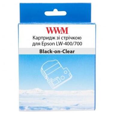 Картридж с лентой WWM для Epson LW-400/700 12mm х 8m Black-on-Clear (WWM-ST12K) фото №1