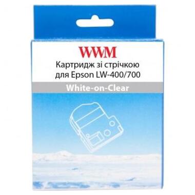 Картридж с лентой WWM для Epson LW-400/700 12mm х 8m White-on-Clear (WWM-ST12S) фото №1
