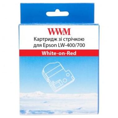 Картридж с лентой WWM для Epson LW-400/700 18mm х 8m White-on-Red (WWM-SD18R) фото №1