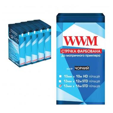 Стрічка WWM 13 mmх16 m Refill STD кільце Black(R13.16S5) pack 5 фото №1