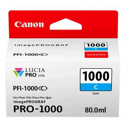 Картридж Canon imagePROGRAF Pro-1000 PFI-1000 Cyan (0547C001) фото №1