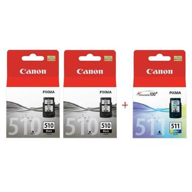 Комплект струйных картриджей Canon Pixma MP230/MP250/MP270 PG-510/CL-511 Black2/Color (Set510BBC) Multipack фото №1