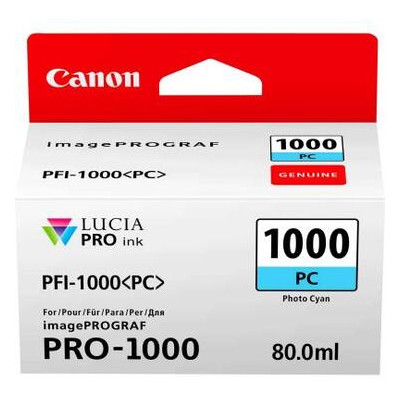 Картридж Canon imagePROGRAF Pro-1000 PFI-1000 Photo Cyan (0550C001) фото №1