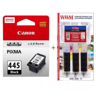 Картридж Canon Pixma MG2440/MG2540 PG-445 + Заправочный набор Black (Set445-inkB) фото №1