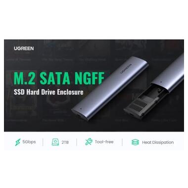 Внешний карман Ugreen USB-C to M.2 B-Key/M+B Key SSD 5Gbps SATA 3.0 aluminum 0.5m (10903) фото №8
