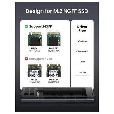 Внешний карман Ugreen USB-C to M.2 B-Key/M+B Key SSD 5Gbps SATA 3.0 aluminum 0.5m (10903) фото №2