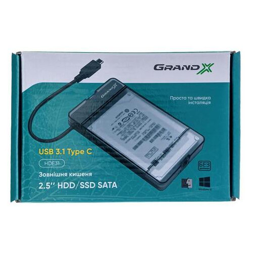 Зовнішня кишеня Grand-X HDD 2.5 USB 3.1 Type-C (HDE31) фото №5