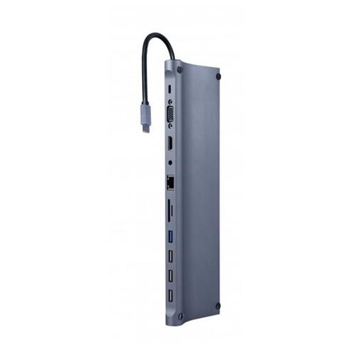 Док-станція Cablexpert USB-C 11-in-1 (A-CM-COMBO11-01) USB-хаб HDMI/VGA/PD/картридер/LAN/3.5-мм аудіо фото №1