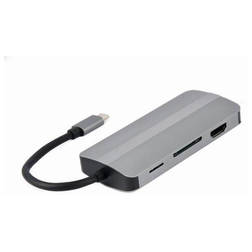 Док-станція Cablexpert USB-C 8-in-1 (A-CM-COMBO8-02) USB 3.0/HDMI//VGA/PD/картридер/стерео-аудіо фото №2