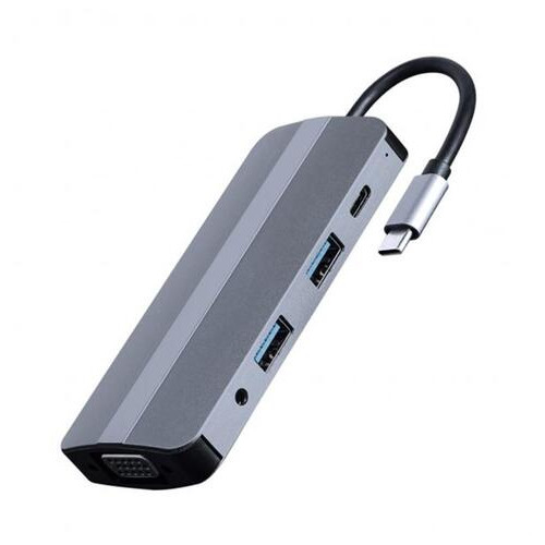 Док-станція Cablexpert USB-C 8-in-1 (A-CM-COMBO8-02) USB 3.0/HDMI//VGA/PD/картридер/стерео-аудіо фото №1