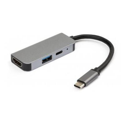 Концентратор Vinga Type-C до 4K HDMI USB3.0 PD алюміній (VCPHTC3AL) фото №1