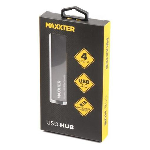 Концентратор USB 3.0 Maxxter 4xUSB3.0 темно-сірий (HU3A-4P-02) фото №3
