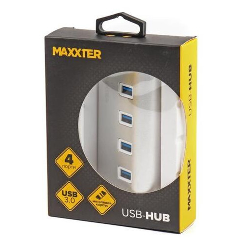 Концентратор USB 3.0 Maxxter 4xUSB3.0 Silver (HU3A-4P-01) фото №4