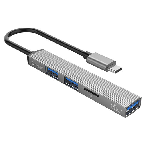 USB-хаб ORICO USB-A - USB3.0, 2xUSB2.0, TF (AH-A12F-GY-BP) фото №1