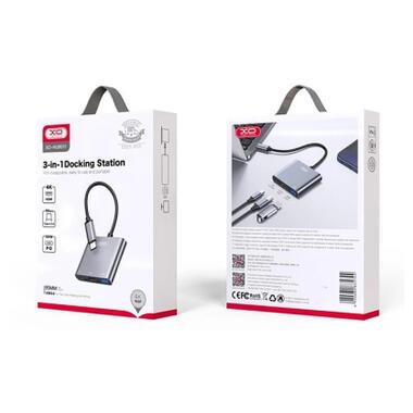 Концентратор XO USBC to USBCPD100W + HDMI 4K30Hz + USB 3.0 grey (HUB011.tranish) фото №2