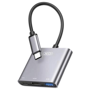 Концентратор XO USBC to USBCPD100W + HDMI 4K30Hz + USB 3.0 grey (HUB011.tranish) фото №1