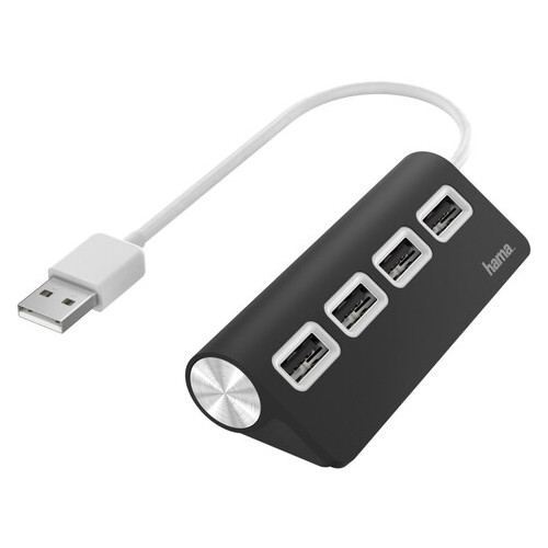 USB-хаб Hama 4 порти USB 2.0 Black/White (00200119) фото №1