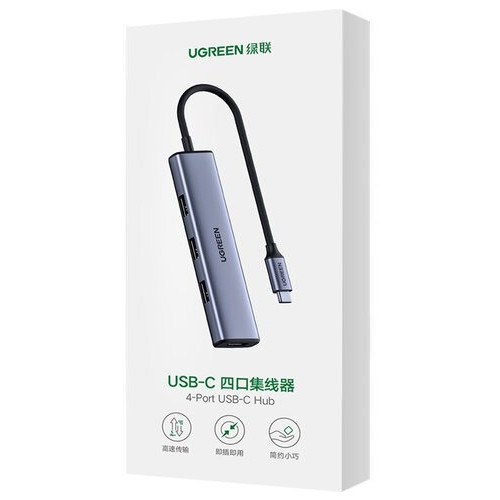 USB Hub Ugreen 4-port 1м USB 2.0 Пасивний, CM473 Сірий (20841) фото №3