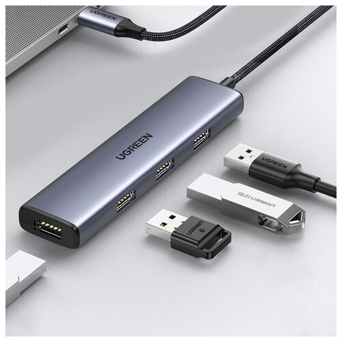 USB Hub Ugreen 4-port 1м USB 2.0 Пасивний, CM473 Сірий (20841) фото №2