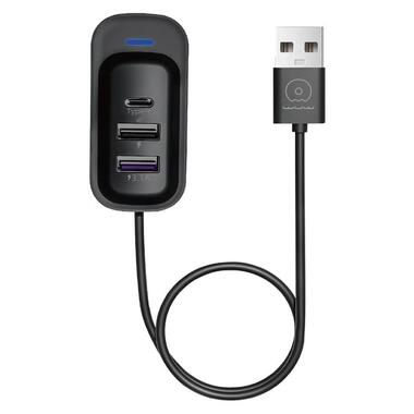 USB-хаб WUW-C245 3-in-1 USB-A  to 2 USB-A USB-C Black (6972573338511) фото №1
