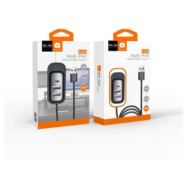 USB-хаб WUW-C245 3-in-1 USB-A  to 2 USB-A USB-C Black (6972573338511) фото №2