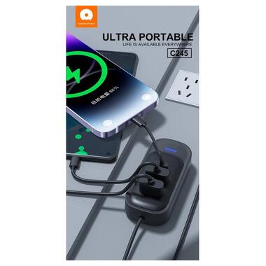 USB-хаб WUW-C245 3-in-1 USB-A  to 2 USB-A USB-C Black (6972573338511) фото №5