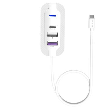 USB-хаб WUW-C246 3-in-1 USB-C to 2 USB-A USB-C White (6972573338542) фото №1
