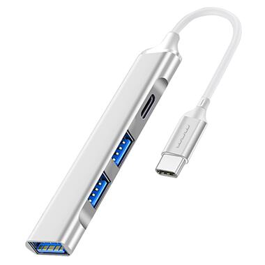 USB-хаб WUW-X236 USB 4-in-1 multifunctional expander USB3.0 high-speed transmission Silver (6972573339228) фото №1