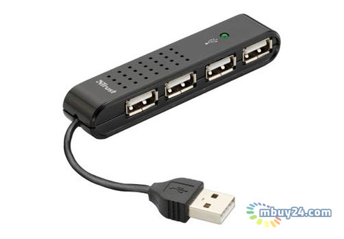 USB HUB Trust Vecco 4 Port USB 2.0 Mini Black (14591) фото №1