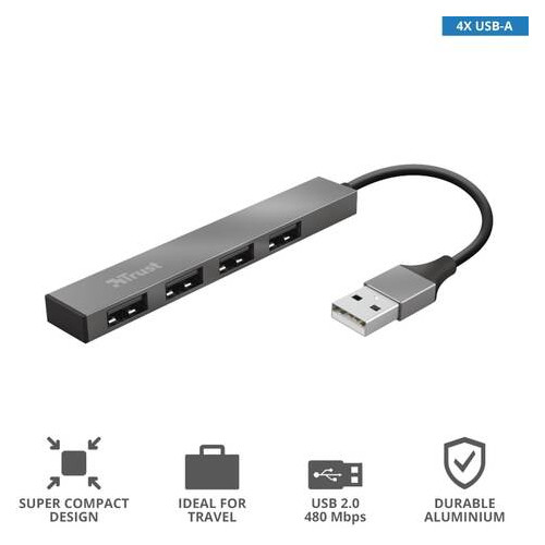USB-хаб Trust Halyx Aluminum 4-Port Mini USB Hub (23786) фото №10