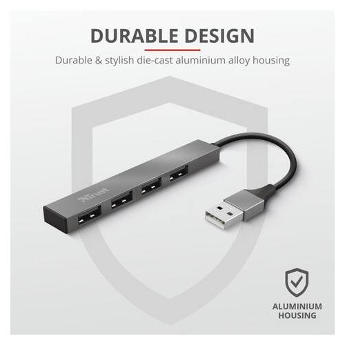USB-хаб Trust Halyx Aluminum 4-Port Mini USB Hub (23786) фото №8