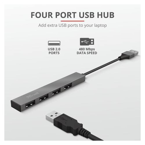 USB-хаб Trust Halyx Aluminum 4-Port Mini USB Hub (23786) фото №9