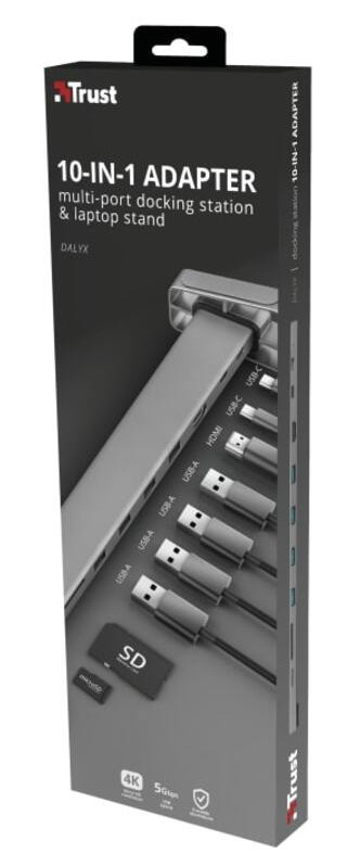 USB-хаб Trust Dalyx Aluminium 10-in-1 USB-C Multi-port Dock (23417) фото №17
