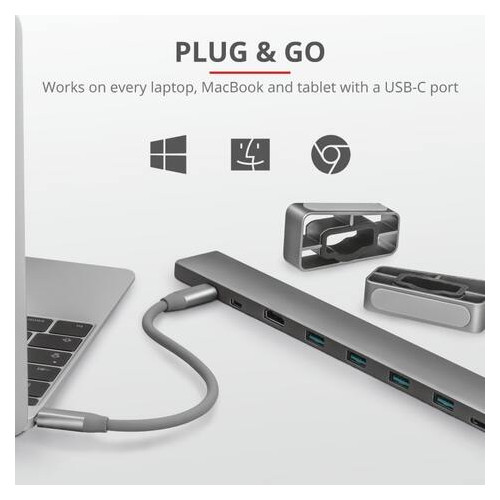 USB-хаб Trust Dalyx Aluminium 10-in-1 USB-C Multi-port Dock (23417) фото №10