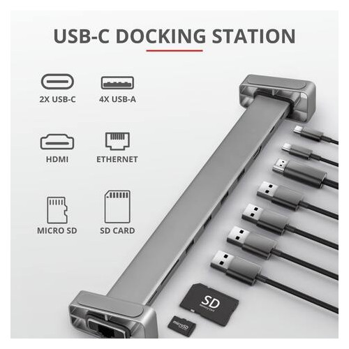 USB-хаб Trust Dalyx Aluminium 10-in-1 USB-C Multi-port Dock (23417) фото №14