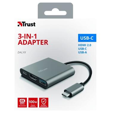 USB-хаб Trust Dalyx 3-in-1 Multiport USB-C Adapter ALUMINIUM (23772) фото №12