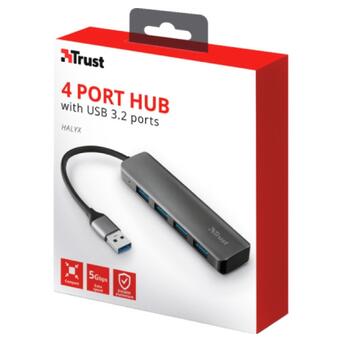 USB-хаб Trust Halyx 4-Port USB-A 3.2 Grey (24947_TRUST) фото №7