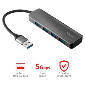 USB-хаб Trust Halyx 4-Port USB-A 3.2 Grey (24947_TRUST) фото №8