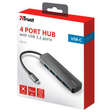 USB-хаб Trust Halyx Type-C to 4-Port USB-A 3.2 Grey (24948_TRUST) фото №7