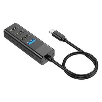 Док-станція Хаб USB перехідник XPRO HB25 4-in-1 із входом Type-C чорний (34376-01) фото №4