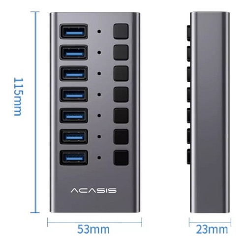 USB Хаб Acasis H707 на 7 портів USB 3.0 Сірий фото №5